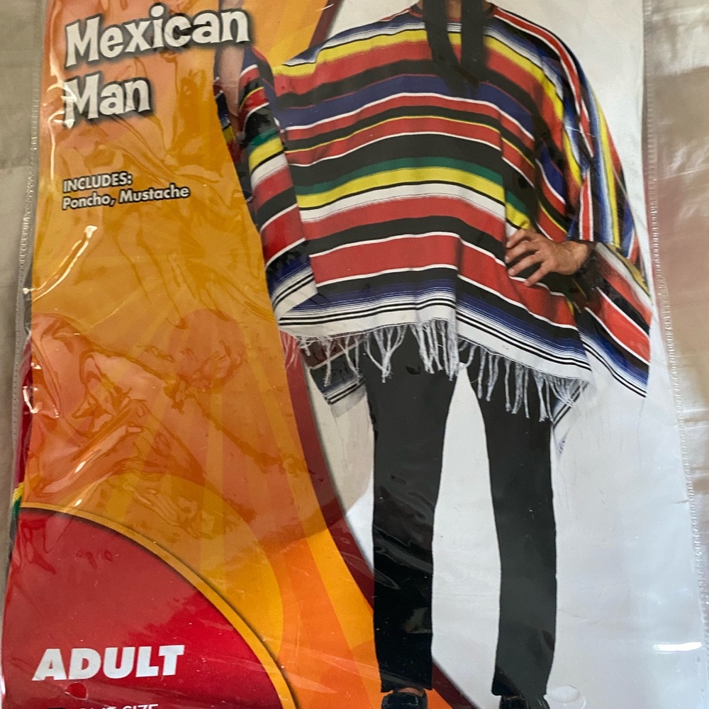 Halloween costume Mexican man poncho